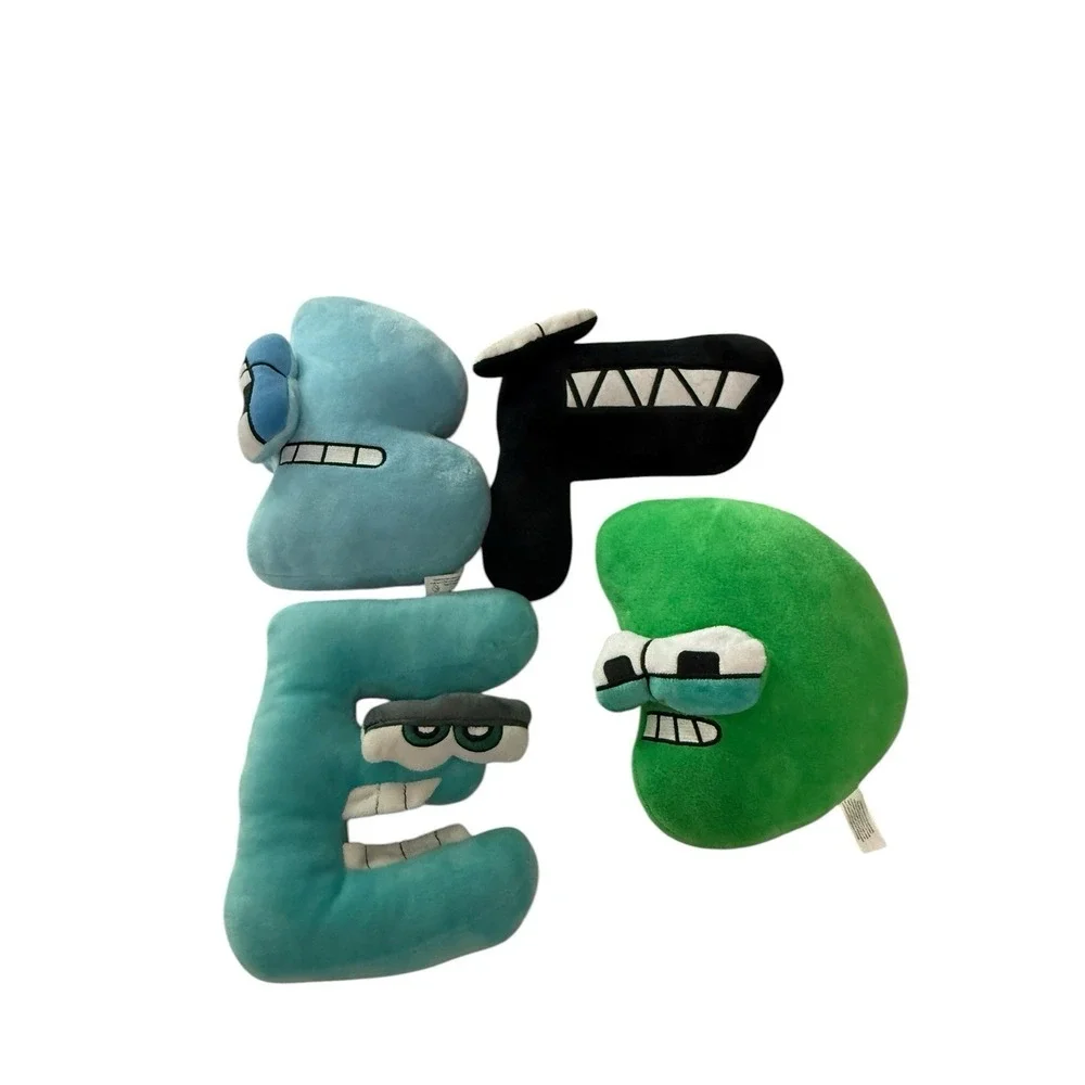 Alphabet Lore Plush Set B E F D‎ Stuffed Animal Toy Letters Blue Green Black